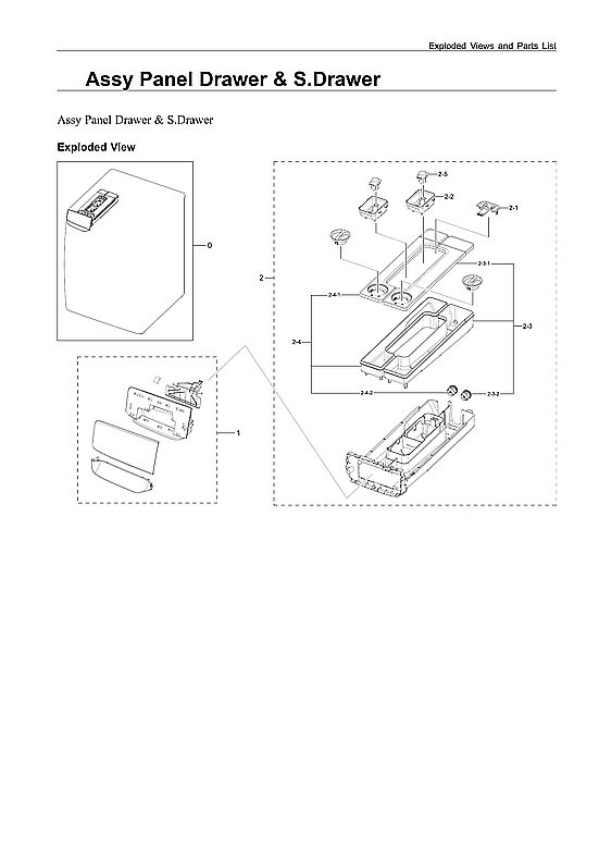 Samsung WF50A8800AV/US-00 drawer panel & s. drawer assy diagram