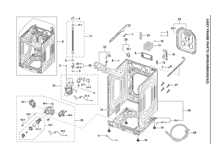 Samsung WV60A9900AV/A5-00 frame assy diagram