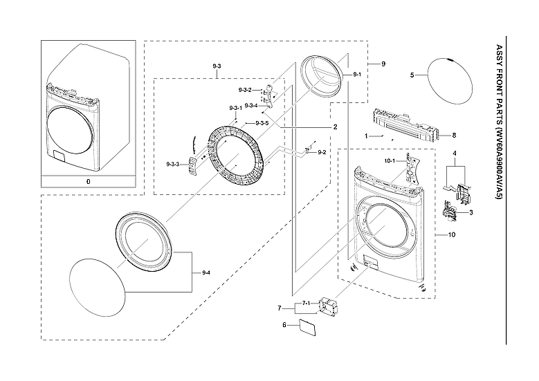Samsung WV60A9900AV/A5-00 front assy diagram
