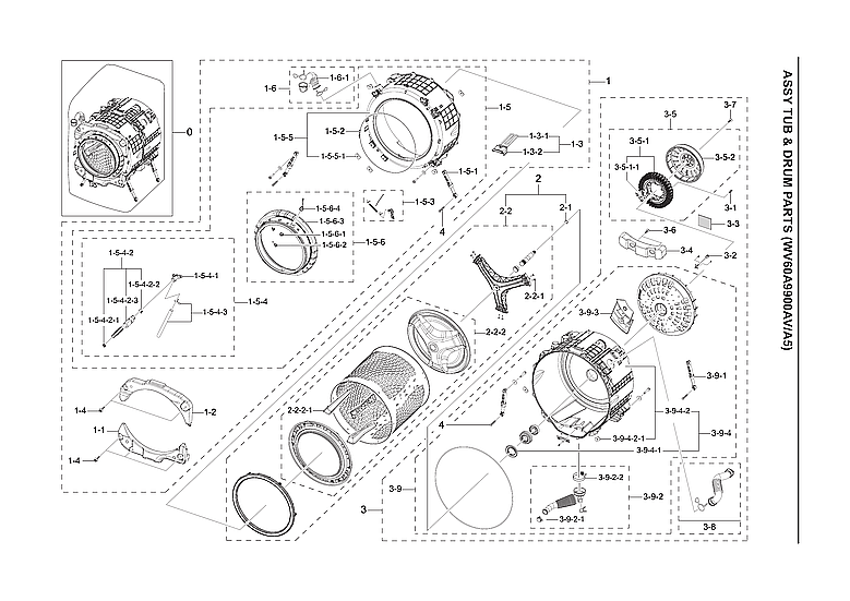 Samsung WV60A9900AV/A5-00 tub & drum assy diagram