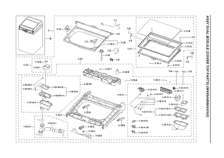 Samsung WV60A9900AV/A5-00 top cover assy diagram