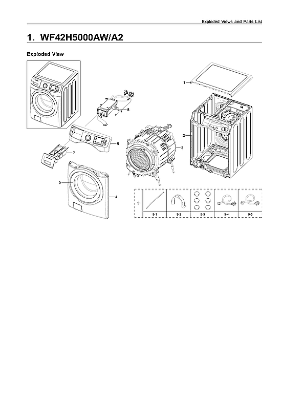Samsung WF42H5000AW/A2-11 main parts diagram