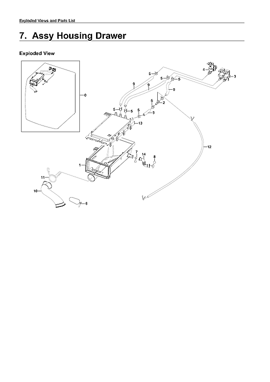 Samsung WF42H5000AW/A2-11 drawer housing parts diagram