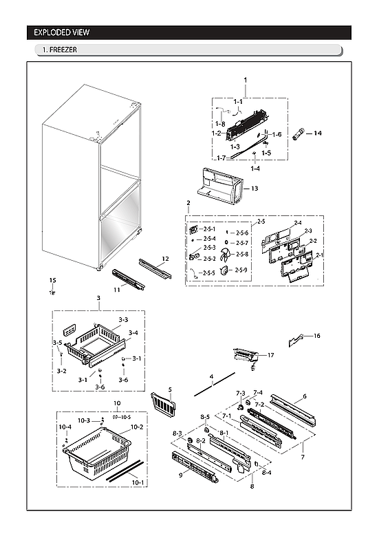 Samsung RF263BEAESR/AA-05 freezer parts diagram