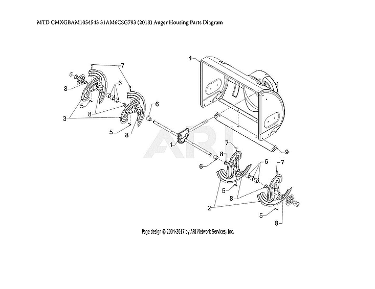 Craftsman CMXGBAM1054543 auger housing parts diagram