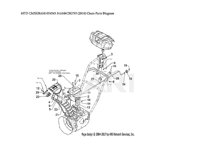 Craftsman CMXGBAM1054543 chute parts diagram
