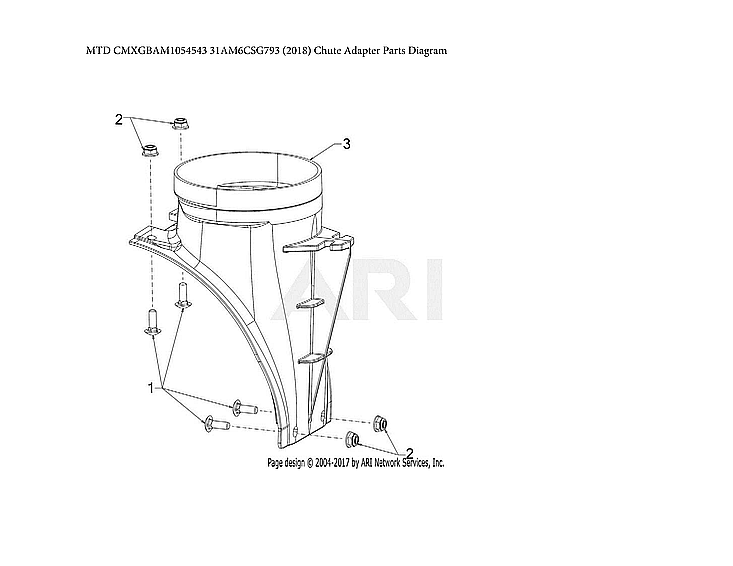 Craftsman CMXGBAM1054543 chute adapter parts diagram