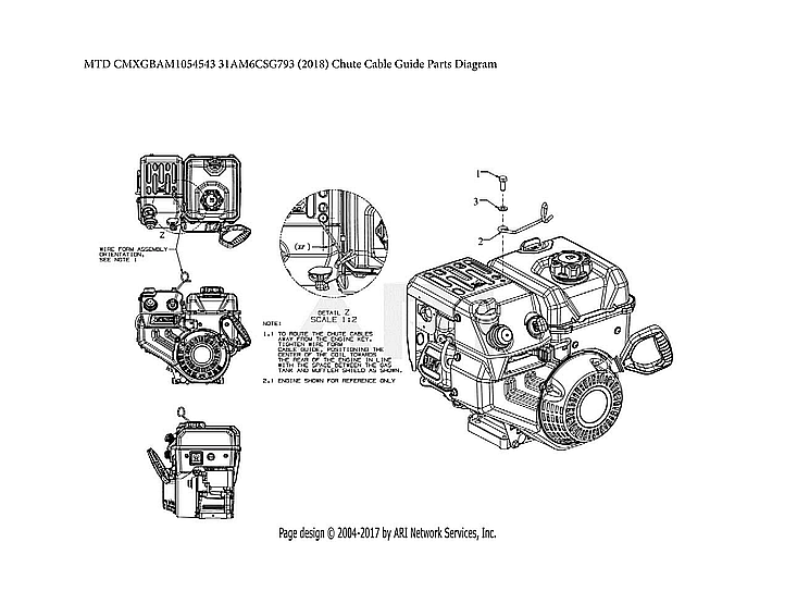 Craftsman CMXGBAM1054543 chute cable guide parts diagram