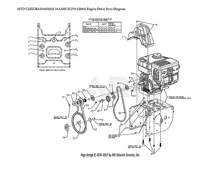 Craftsman CMXGBAM1054543 engine drive parts diagram