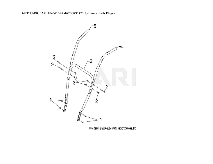 Craftsman CMXGBAM1054543 handle parts diagram