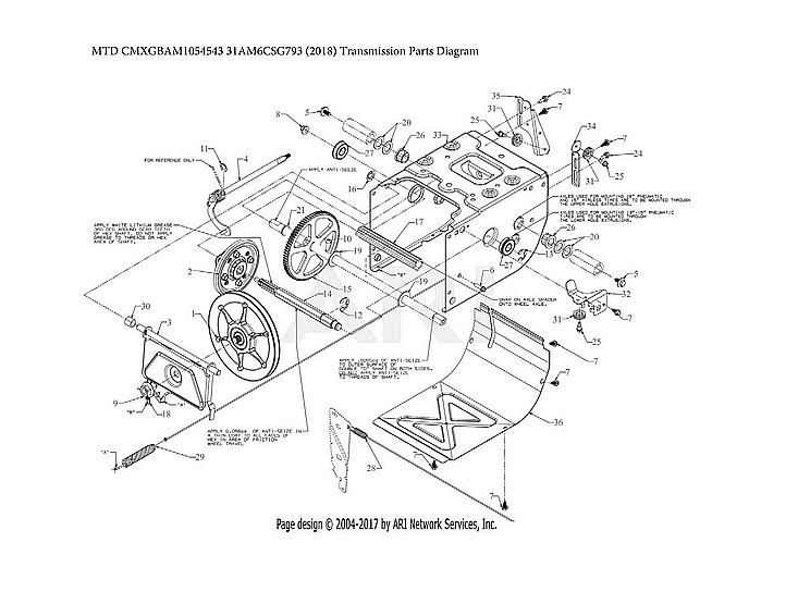 Craftsman CMXGBAM1054543 transmission parts diagram
