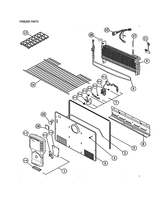 Kenmore 11161205715 freezer parts diagram