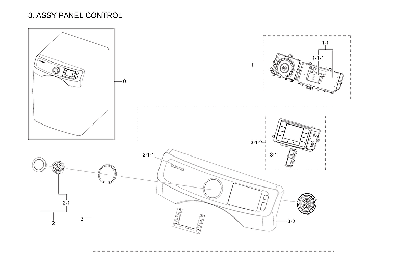 Samsung DV42H5200EP/A3-03 control panel assy diagram