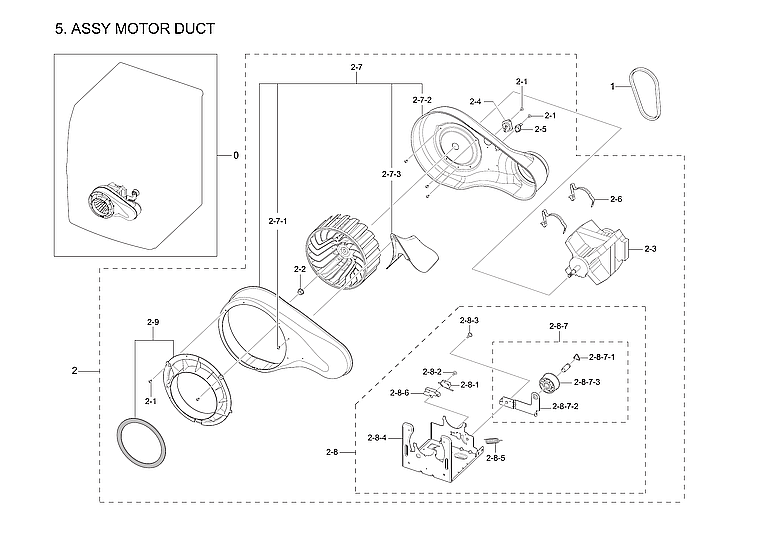 Samsung DV42H5200EP/A3-03 motor duct assy diagram