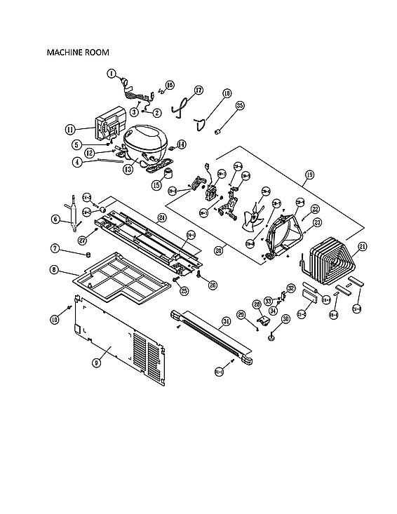 Kenmore 11161212614 machine room diagram