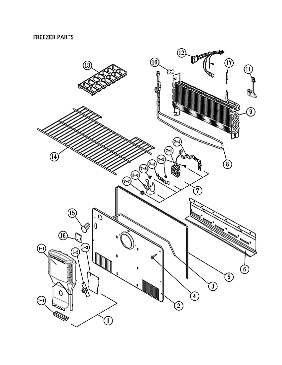 Kenmore 11161212614 freezer parts diagram