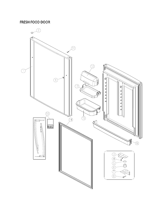 Kenmore 11161212614 fresh food door diagram