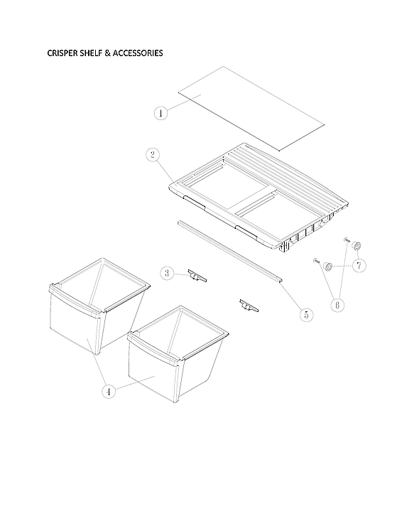 Kenmore 11161212614 crisper shelf & accessories diagram