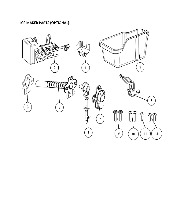 Kenmore 11161212614 ice maker parts (optional) diagram
