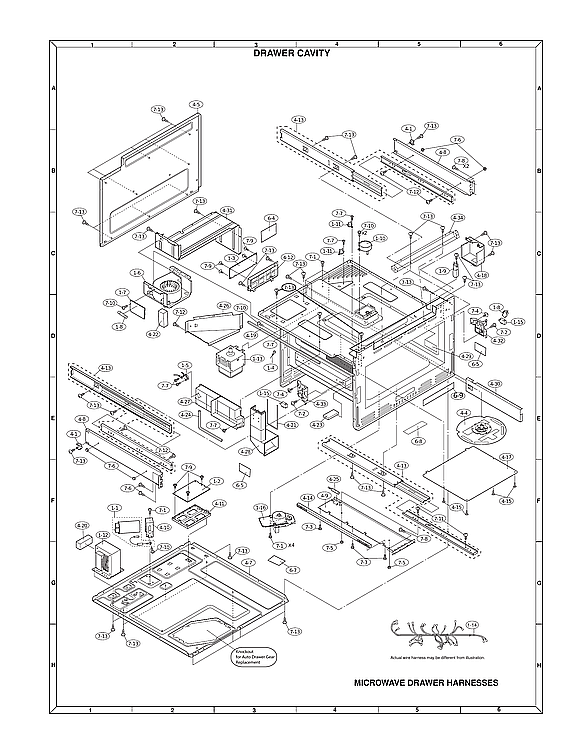 Sharp SMD2470ASYD drawer cavity diagram