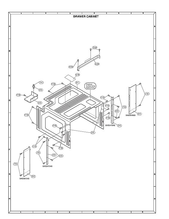 Sharp SMD2470ASYD drawer cabinet diagram