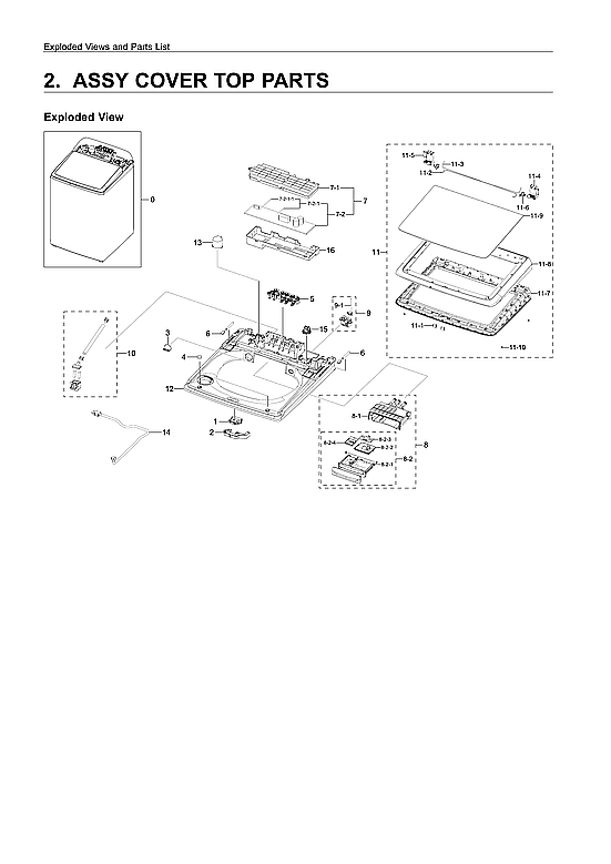 Samsung WA50R5400AV/US-01 top cover assy diagram