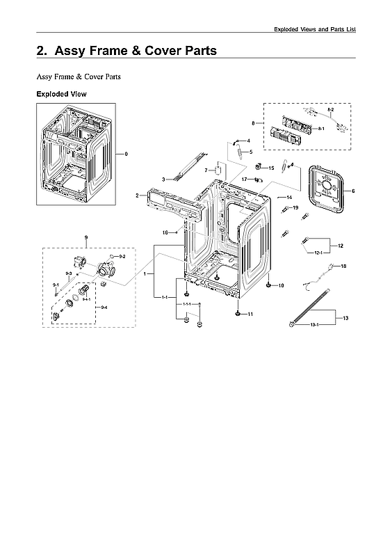 Samsung WF45R6100AC/US-03 frame & cover assy diagram