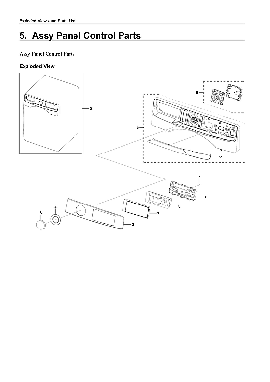 Samsung WF45R6100AC/US-03 control panel assy diagram