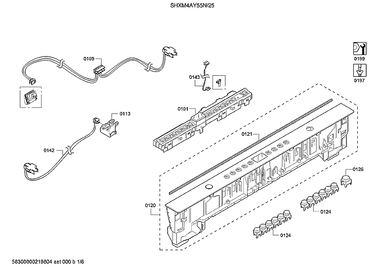 Bosch SHXM4AY55N/25 operating module/facia panel diagram