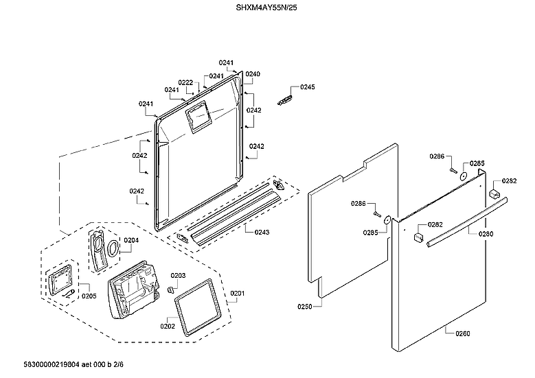 Bosch SHXM4AY55N/25 door/dispenser diagram