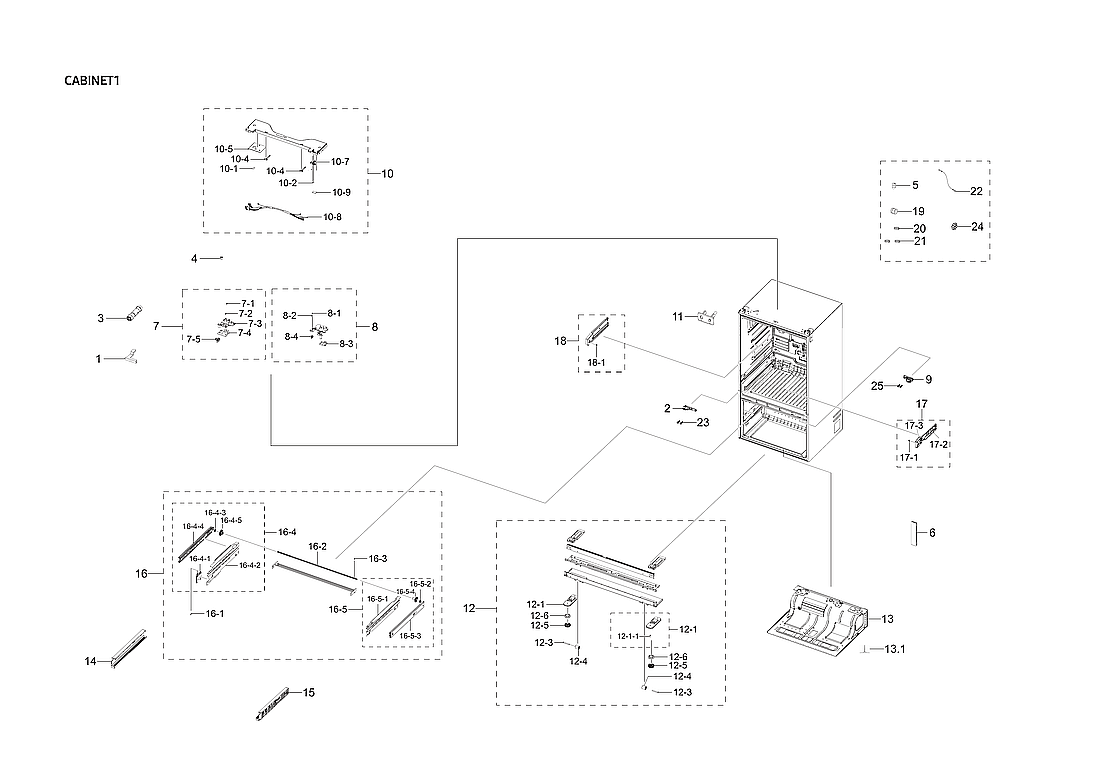 Samsung RF23R6201SR/AA-50 cabinet 1 parts diagram