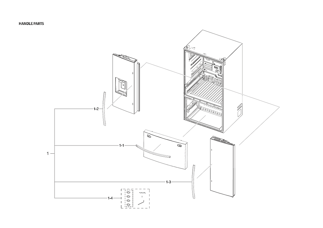 Samsung RF23R6201SR/AA-50 handle parts diagram