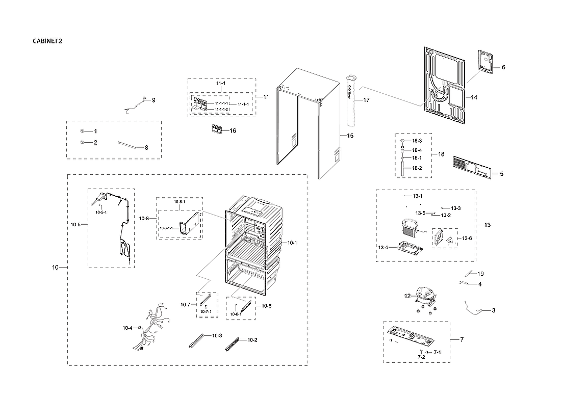 Samsung RF23R6201SR/AA-54 cabinet 2 parts diagram