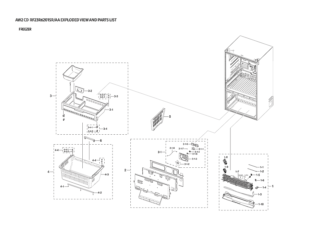 Samsung RF23R6201SR/AA-55 freezer parts diagram
