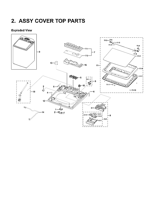 Samsung WA50R5200AW/US-03 top cover assy diagram