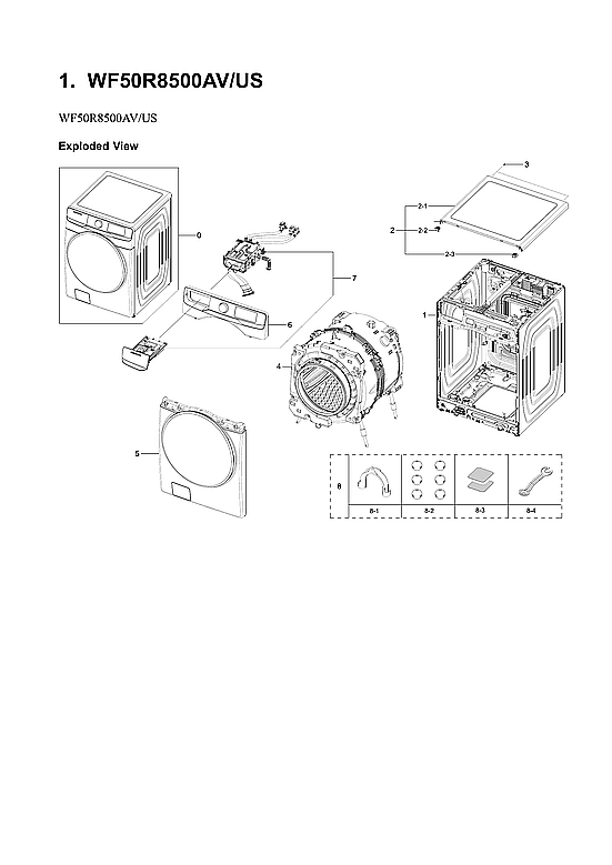 Samsung WF50R8500AV/US-01 main assy diagram