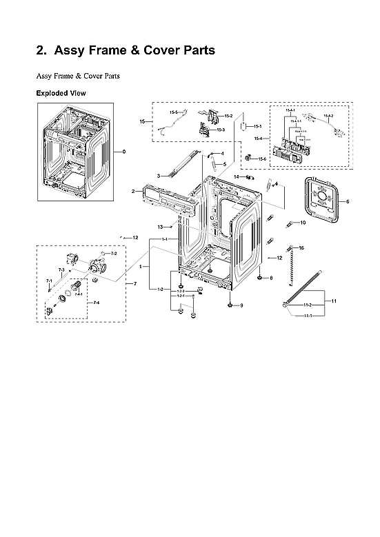 Samsung WF50R8500AV/US-01 frame & cover assy diagram