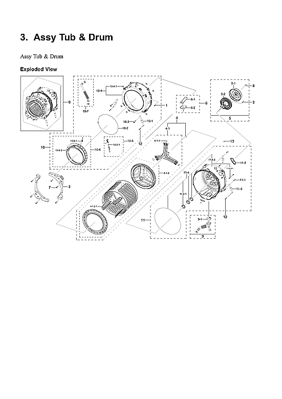 Samsung WF50R8500AV/US-01 tub & drum assy diagram