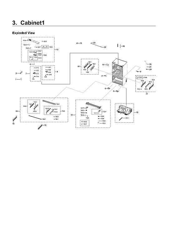 Samsung RF22NPEDBSR/AA-03 cabinet 1 parts diagram