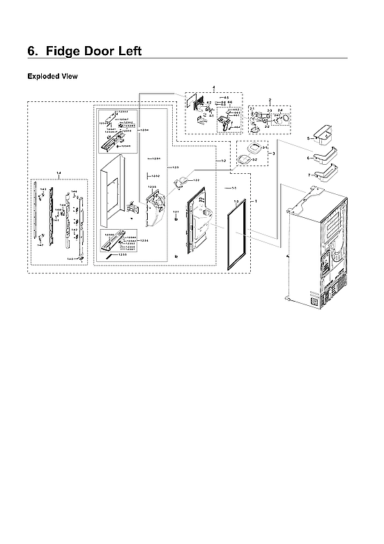 Samsung RF22NPEDBSR/AA-03 left refrigerator parts diagram