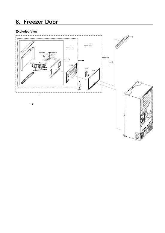 Samsung RF22NPEDBSR/AA-03 freezer door parts diagram