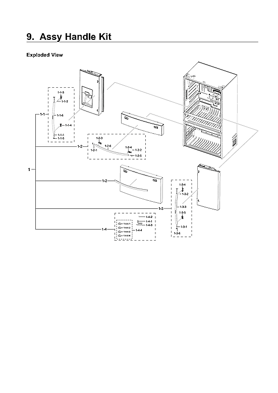 Samsung RF22NPEDBSR/AA-03 handle parts diagram