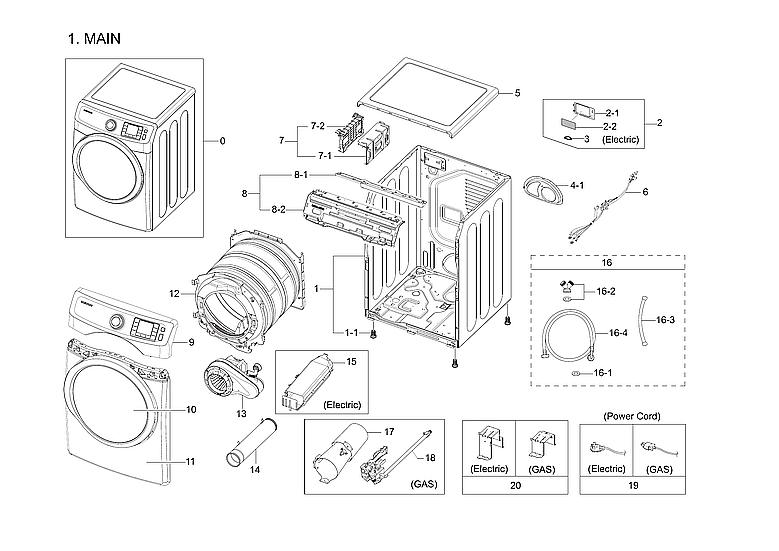 Samsung DV42H5200EF/A3-03 main assy diagram