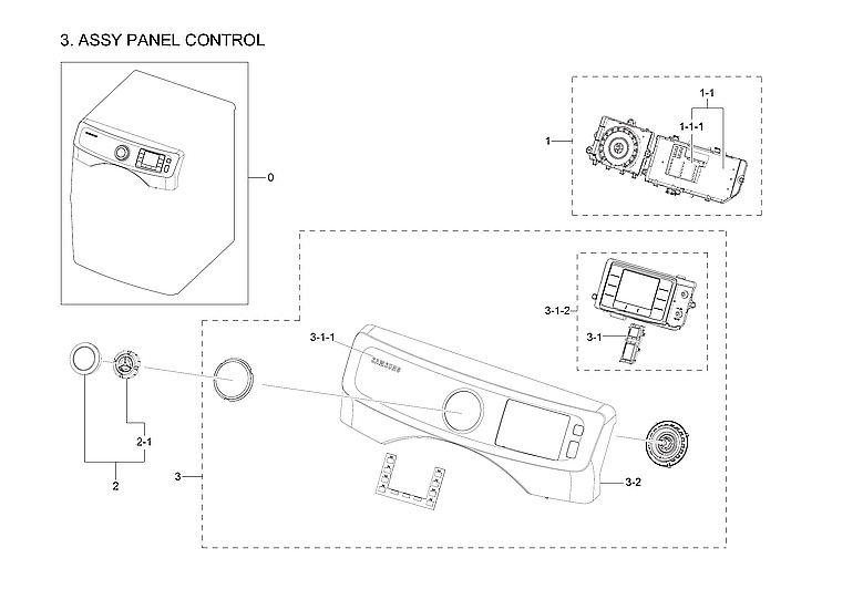 Samsung DV42H5200EF/A3-03 control panel assy diagram