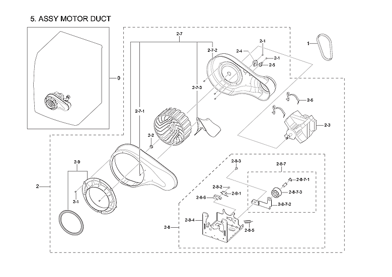 Samsung DV42H5200EF/A3-03 motor duct assy diagram
