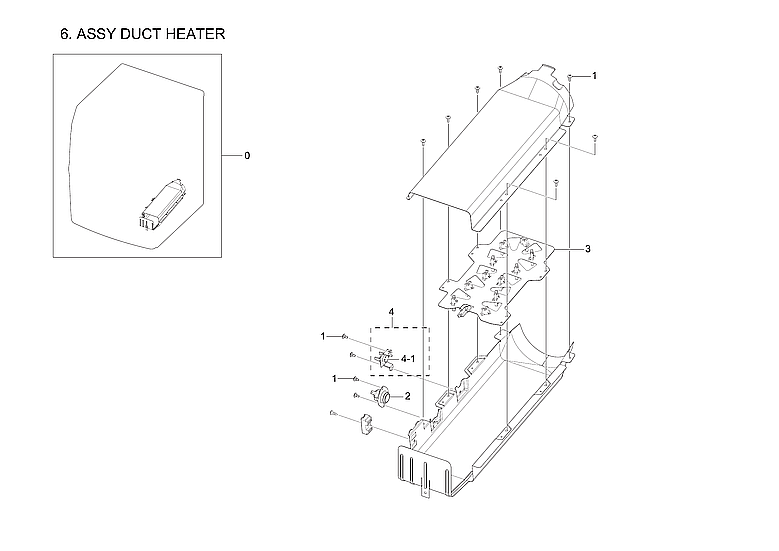 Samsung DV42H5200EF/A3-03 heater duct assy diagram