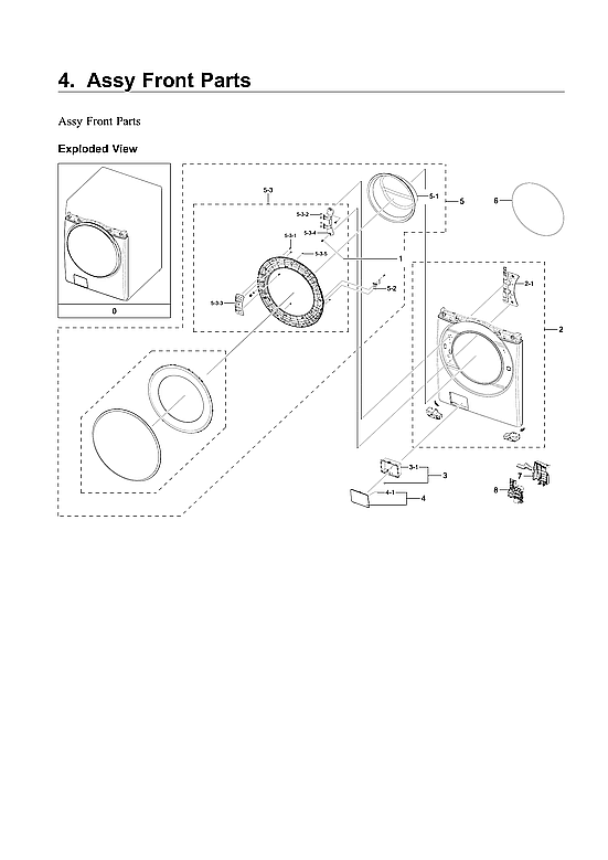 Samsung WF45R6300AW/US-03 front parts assy diagram