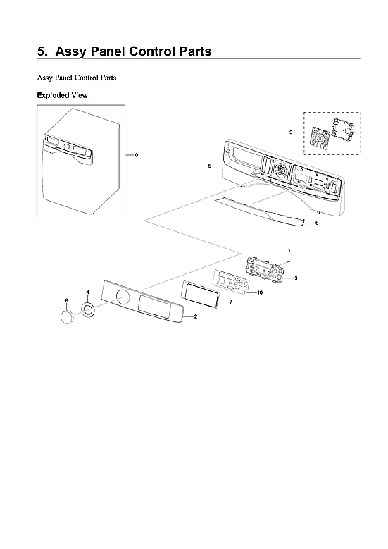 Samsung WF45R6300AW/US-03 control panel assy diagram