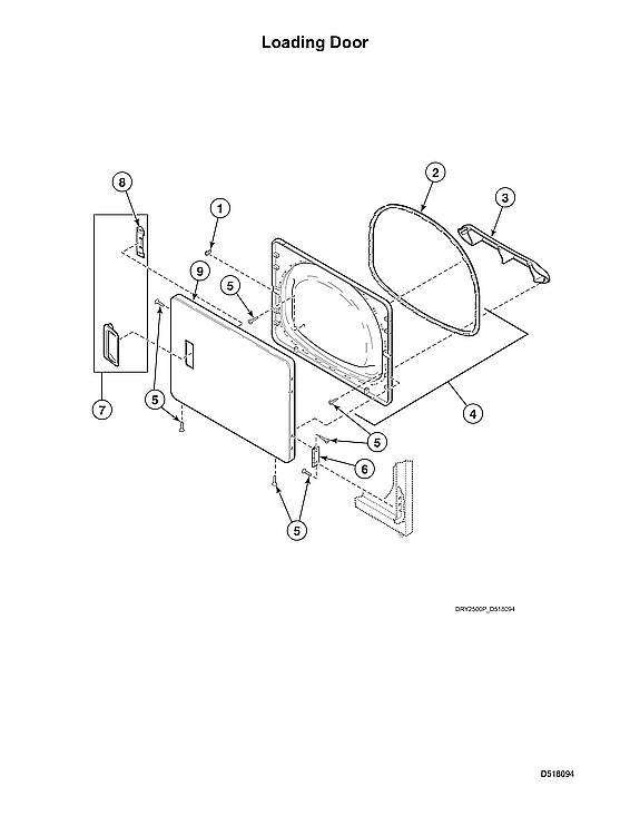 Speed Queen ADE4BRGS175TW01 START S#2001000001 loading door diagram