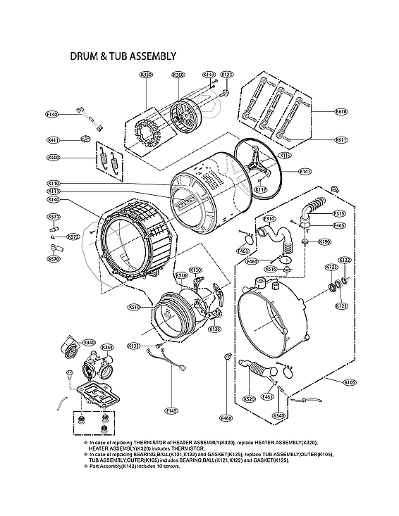 Kenmore 79641162211 drum & tub assy diagram